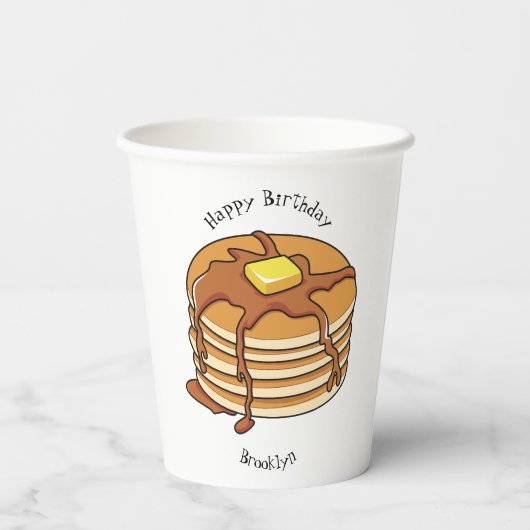 Pancake Cartoon Pappbecher (Rückseite)
