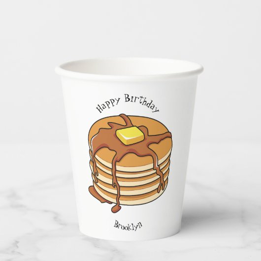 Pancake Cartoon Pappbecher (Vorderseite)