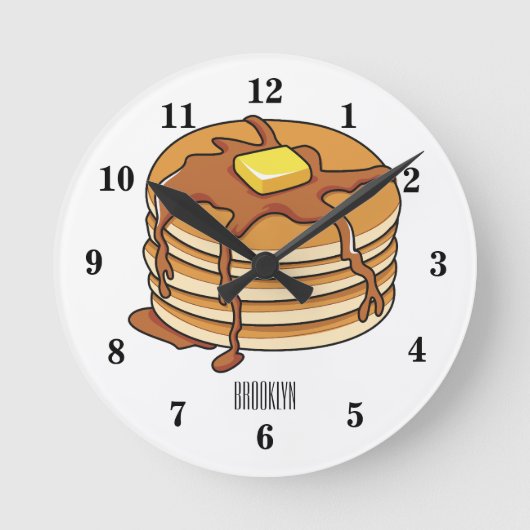 Pancake Cartoon Runde Wanduhr (Vorderseite)