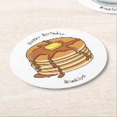 Pancake Cartoon Runder Pappuntersetzer (Angewinkelt)
