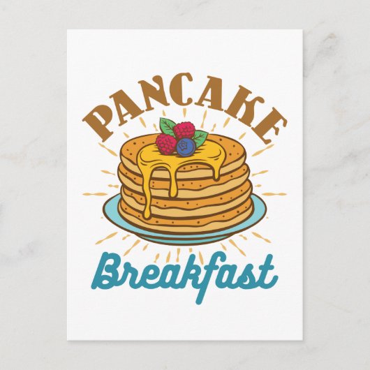 Pancake Frühstück Vintag Pancakes Lover Postkarte (Vorderseite)