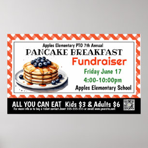 PANCAKE Fundraiser PTO PTA Church Banner Poster