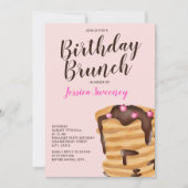 Pancake Geburtstagsbrunch-Illustration pink Einladung (Vorderseite)