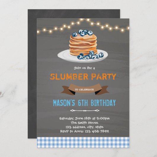 Pancake-Junge zum Geburtstag Einladung (Vorne/Hinten)