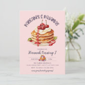 Pancake | Pajama-Party | Pink Girl's Birthday Einladung (Stehend Vorderseite)