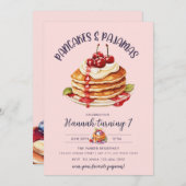 Pancake | Pajama-Party | Pink Girl's Birthday Einladung (Vorne/Hinten)