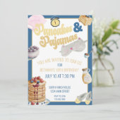 Pancake & Pajamas Slumber Party Sleepover Geburtst Einladung (Stehend Vorderseite)