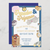 Pancake & Pajamas Slumber Party Sleepover Geburtst Einladung (Vorne/Hinten)