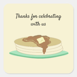 Pancake Stack Danke für die Feier Quadratischer Aufkleber