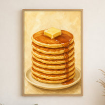 Pancake-Stack-Wasserfarben-Cottagecore-Kunstposter