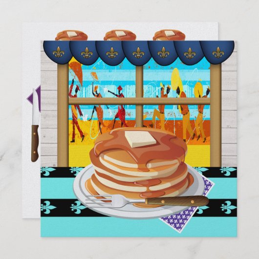 Pancake Supper - Fett Dues - Shrove Tues Einladung (Vorne/Hinten)