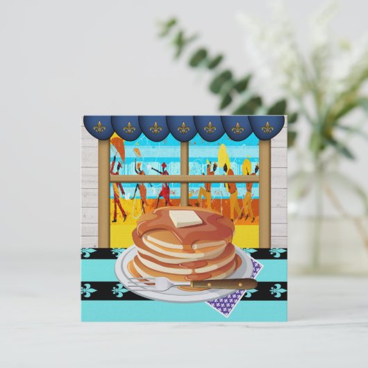 Pancake Supper - Fett Dues - Shrove Tues Einladung (Stehend Vorderseite)