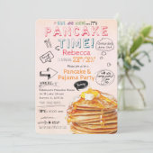 Pancake und Pajama Party Einladung zum Geburtstag (Stehend Vorderseite)