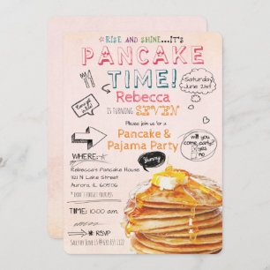 Pancake und Pajama Party Einladung zum Geburtstag