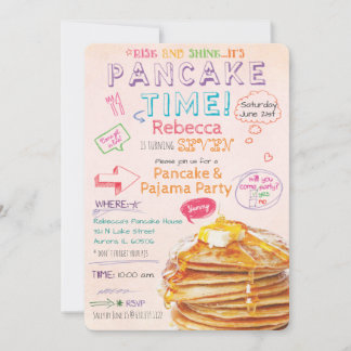 Pancake und Pajama Party Einladung zum Geburtstag