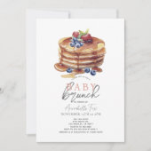 Pancake Watercolor Pink Gingham Girl Baby Brunch Einladung (Vorderseite)