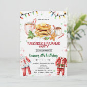 Pancakes and Pajamas Christmas Invitation Einladung (Stehend Vorderseite)