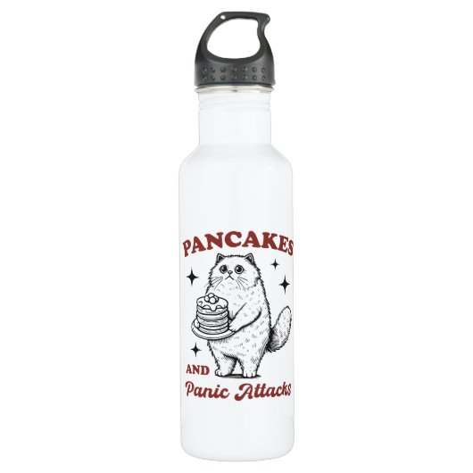 Pancakes and panic attacks funny cat edelstahlflasche (Vorderseite)