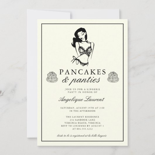 Pancakes and Panties Lingerie Bridal Shower Einladung (Vorderseite)