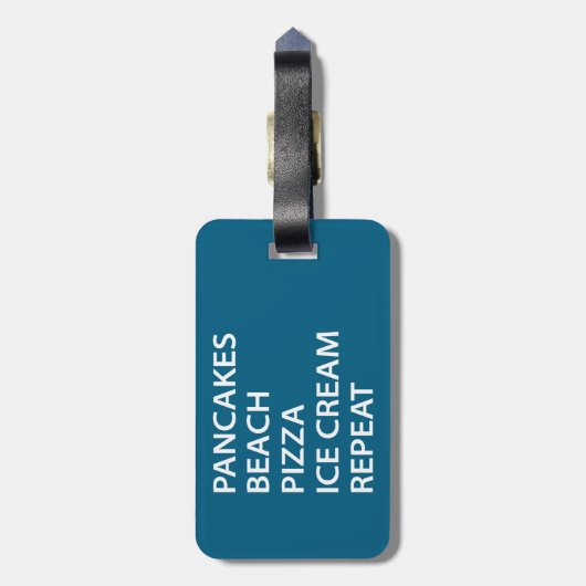Pancakes Beach Pizza Ice Cream Repeat Gepäckanhänger (Rückseite vertikal)