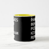 Pancakes Beach Pizza Ice Cream Repeat Zweifarbige Tasse (Mittel)