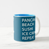 Pancakes Beach Sushi Ice Cream Repeat Zweifarbige Tasse (VorderseiteRechts)