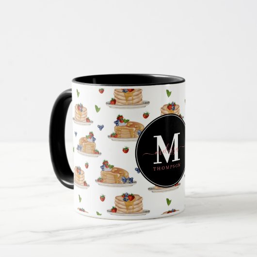 Pancakes Berries Breakfast Brunch Monogrammed Name Tasse (Vorderseite Links)