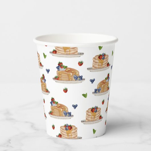 Pancakes Berries Breakfast Brunch Pappbecher (Rückseite)