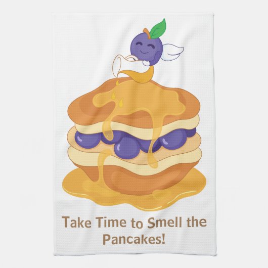 Pancakes Blueberry Niedlich Funny Humour Geschirrtuch (Vertikal)