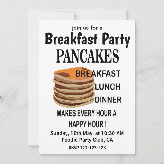 Pancakes Breakfast Pancake Party Einladung (Vorderseite)