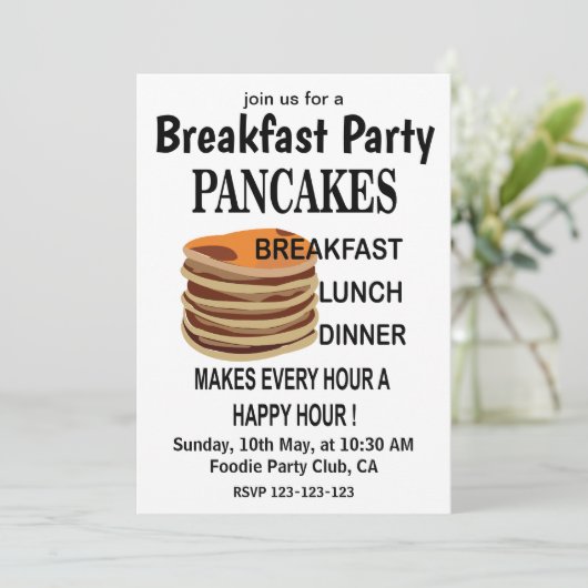 Pancakes Breakfast Pancake Party Einladung (Stehend Vorderseite)