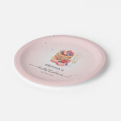 Pancakes Brunch & Bubbly Pink Brautparty Pappteller (Schrägansicht)