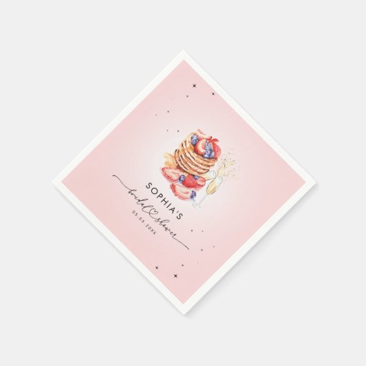 Pancakes Brunch & Bubbly Pink Brautparty Serviette (Ecke)