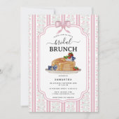 Pancakes Brunch Pink Botanical Bridal Shower Einladung (Vorderseite)