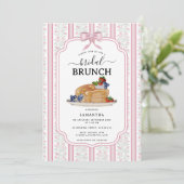 Pancakes Brunch Pink Botanical Bridal Shower Einladung (Stehend Vorderseite)