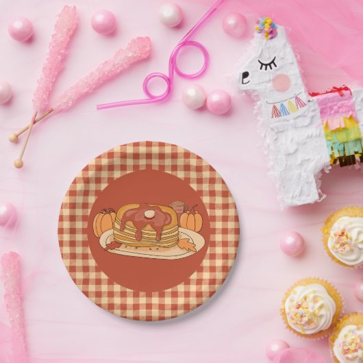 Pancakes - Fall Buffalo Karierte Musterpapierplatt Pappteller (Party)