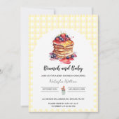 Pancakes Gingham Kariert Brunch Babydusche Einladung (Vorderseite)
