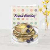 Pancakes Happy Birthday Polka Dots Card Karte (Gelbe Blume)