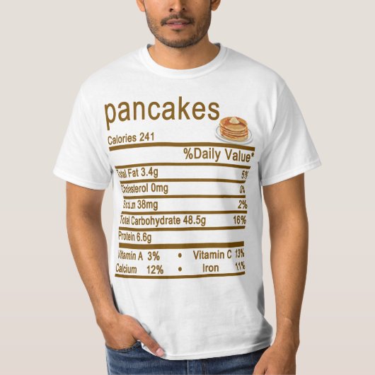Pancakes Nutrition Facts Label T-Shirt (Vorderseite)