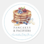 Pancakes & Pacifiers Blaues-Junge-Baby-Party Runder Aufkleber (Vorderseite)