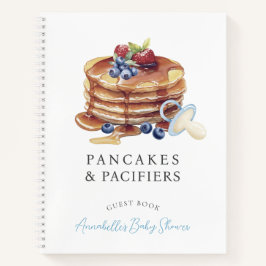 Pancakes & Pacifiers Blue Baby Shower Guest Book Notizblock