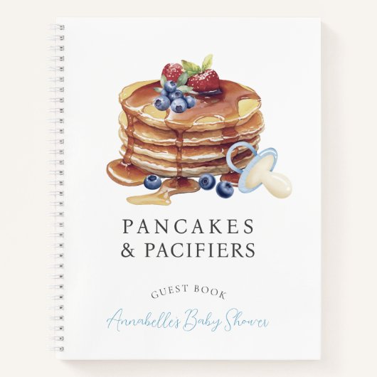 Pancakes & Pacifiers Blue Baby Shower Guest Book Notizblock (Vorderseite)