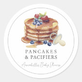 Pancakes & Pacifiers Gray Baby Shower Runder Aufkleber (Vorderseite)