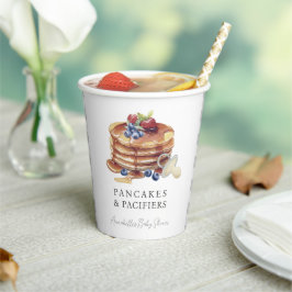 Pancakes & Pacifiers Gray Gingham Baby Shower Pappbecher