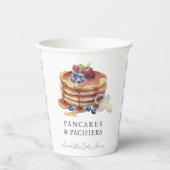 Pancakes & Pacifiers Gray Gingham Baby Shower Pappbecher (Vorderseite)