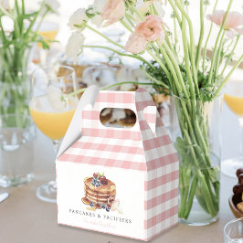 Pancakes & Pacifiers Pink Gingham Girl Baby Shower Geschenkschachtel