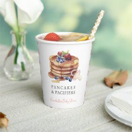 Pancakes & Pacifiers Pink Gingham Girl Baby Shower Pappbecher