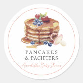 Pancakes & Pacifiers Pink Girl Baby Shower Runder Aufkleber (Vorderseite)