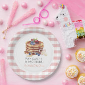 Pancakes & Pacifiers Rosa Gingham-Junge-Baby-Party Pappteller (Party)