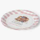 Pancakes & Pacifiers Rosa Gingham-Junge-Baby-Party Pappteller (Schrägansicht)